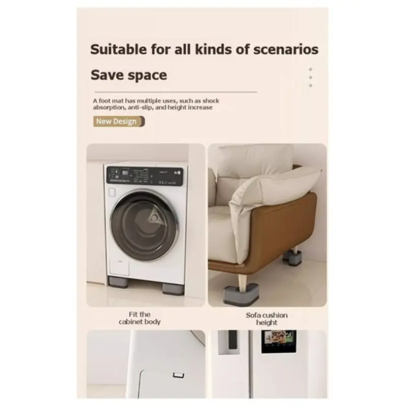 M12K-4Pcs Anti Pads For Washing Machine - Non-Slip Height-Increasing Stand