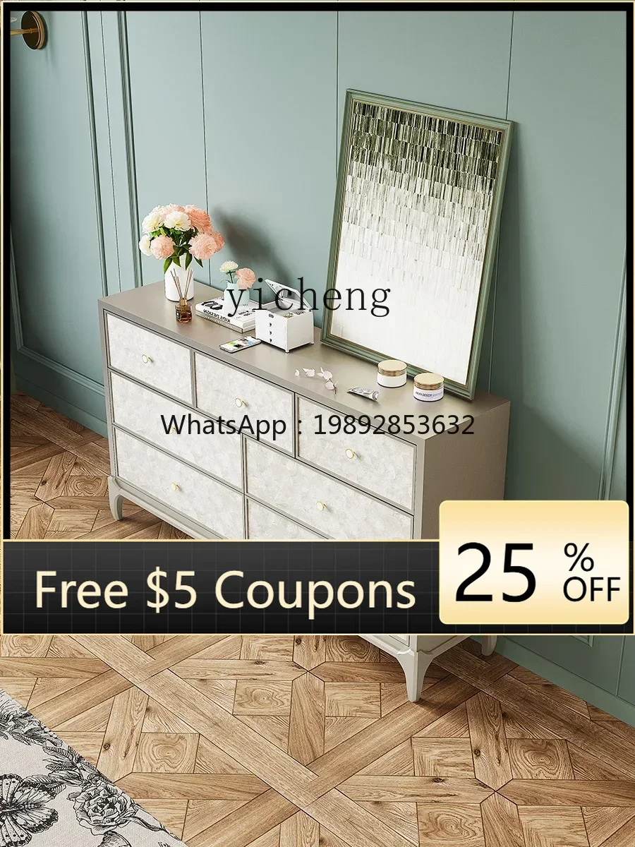 GZ   Bedroom Solid Wood Locker Shell Home Entrance Cabinet 7-Drawer Cabinet