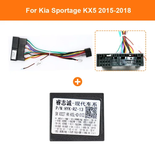 Imagen 2 del producto Adaptador de arnés, enchufe de 16 pines a 18 pines y 24 pines para Hyundai Kia Rio/K5/conector de sonido, Cable Android para coche y Canbus