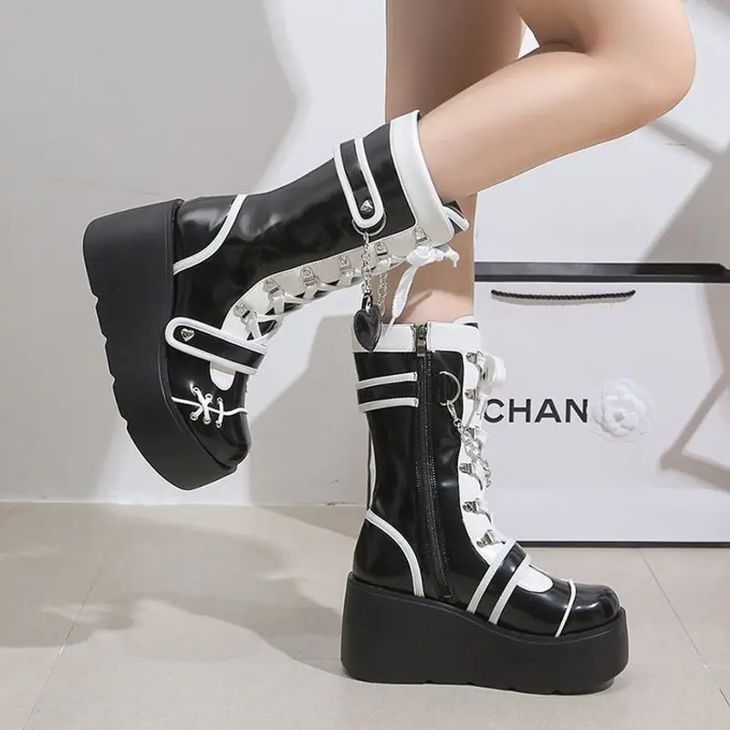 Sweet Cool Winter Lolita Boots Sponge Cake Women's Boots Thick Bottom Round Head Fashion Spicy Girl Boots High Heels Boots