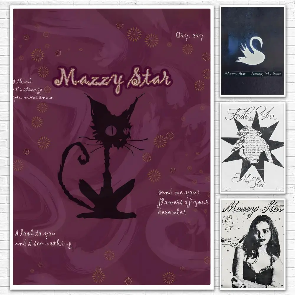 Painting Calligraphy Canvas Mural For Interior Walls Crease-Free Beautiful For Living Room Bedroom Rock Band M-Mazzy Star