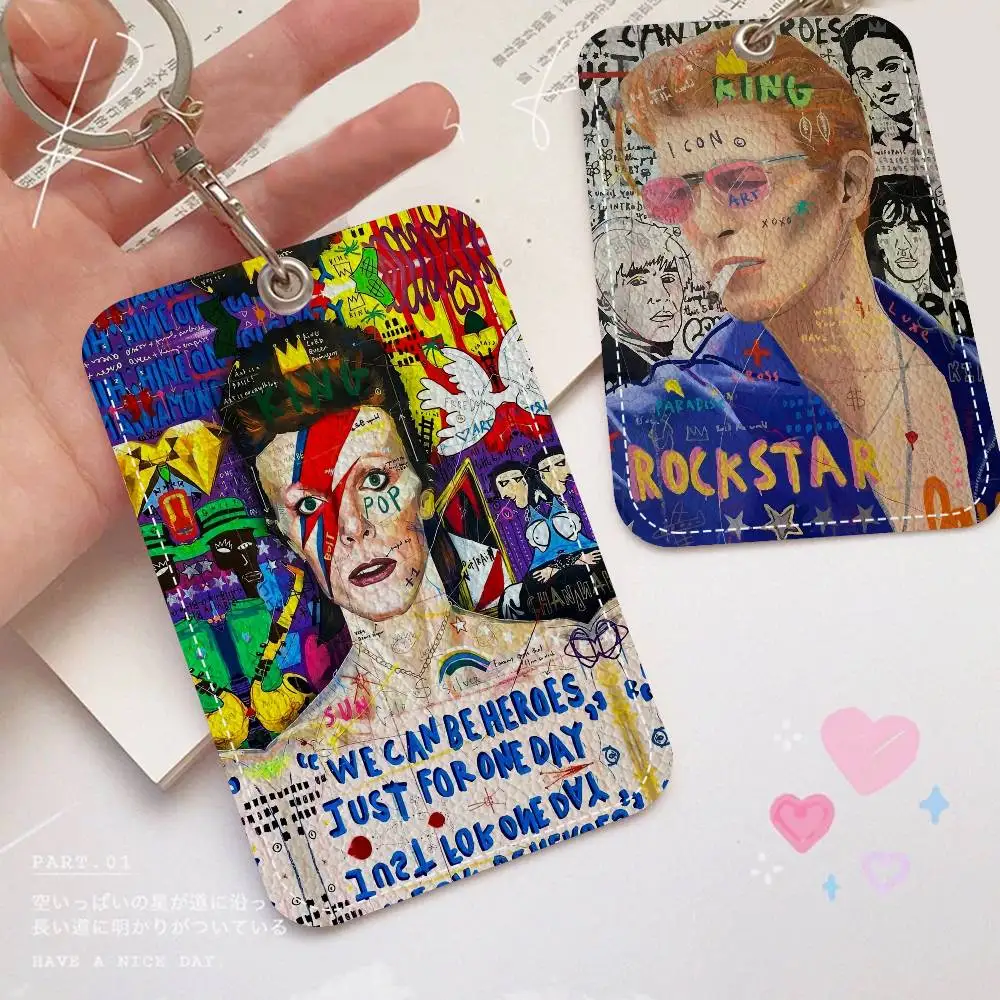 David B-Bowie Rectangle Keychain Card Holder, Badge Credit Card Holder, Student ID Card Holder, Bus Cards Cover