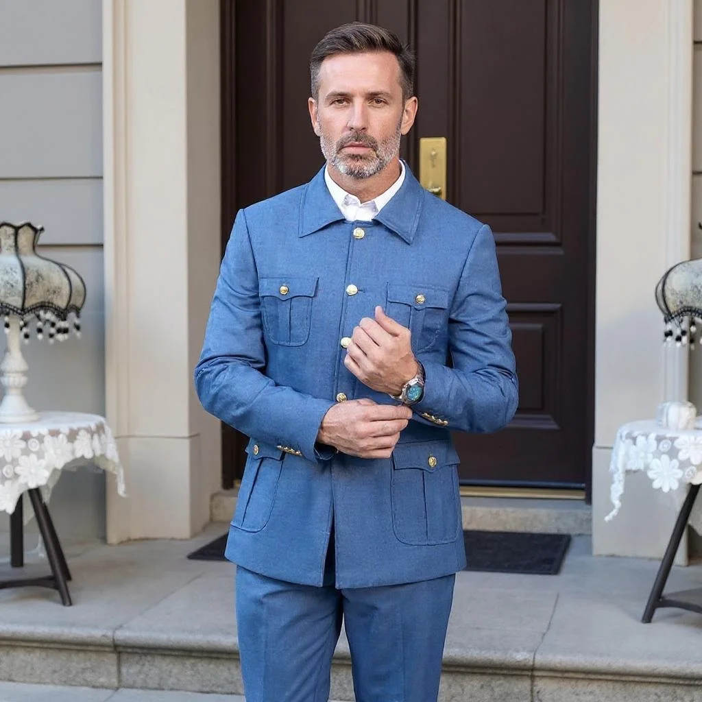 Costumes pour hommes à simple boutonnage avec col montant 2 pièces smoking de mariage coupe ajustée pour hommes costume sur mesure de mariage formel pour garçons d'honneur