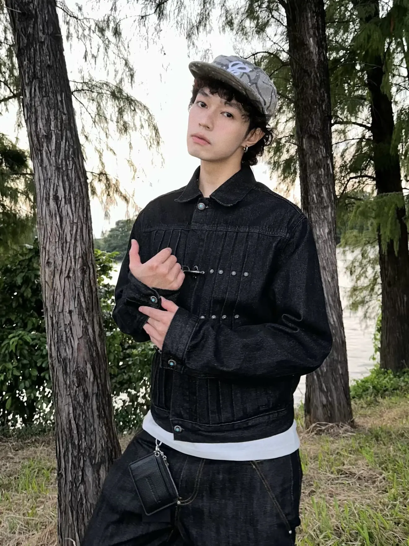 Classic American Style Aviation Buckle Workwear Original Jeans Jacket Men's Street Design  Versatile Short Denim Jacket