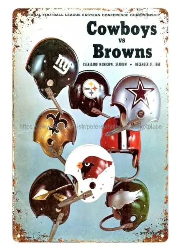 1968 football  program  metal sign