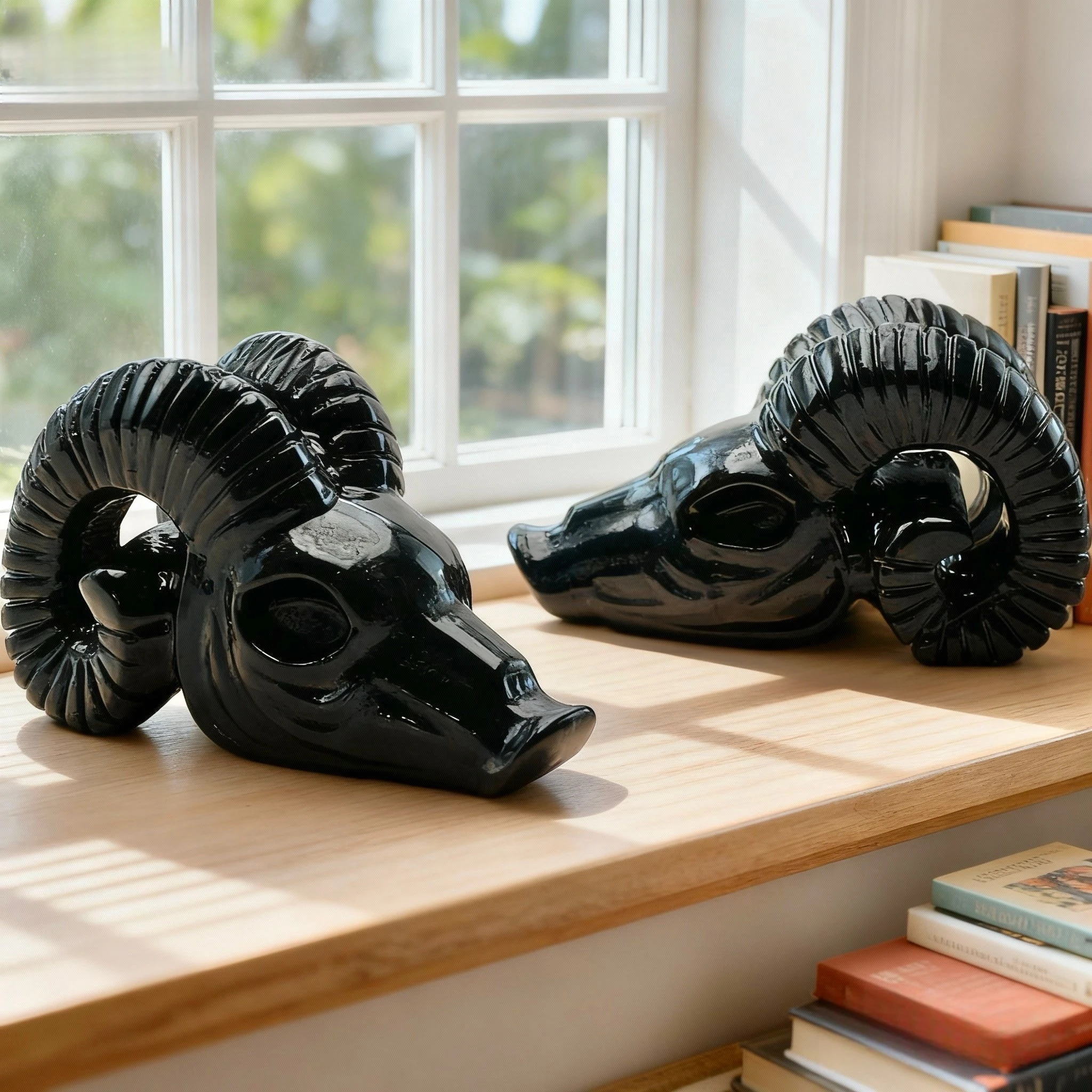 قطعة واحدة من نحت رأس الأغنام السج لديكور المنزل، مثالية لتزيين عيد الميلاد وعيد الفصح والهالوين ومهرجان التخرج