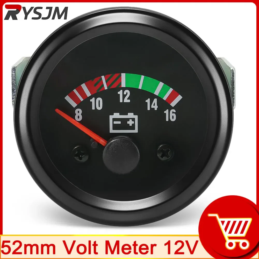 24V 52MM Black Water Temp Gauge 150 Celsius Oil Temp Gauge Oil Press Meter 10 Bar Volt Gauge Truck Car Instruments image 3