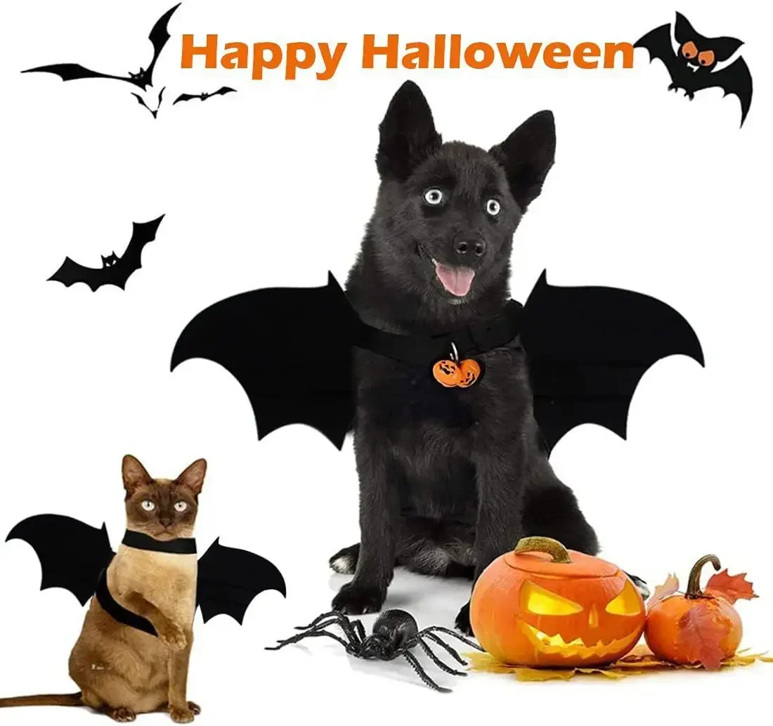 Halloween Cute Pet Dog Cat Clothes Black Bat Wings Harness Costume Cosplay Party Pets Decoration Supplies Cats Dogs Accessories