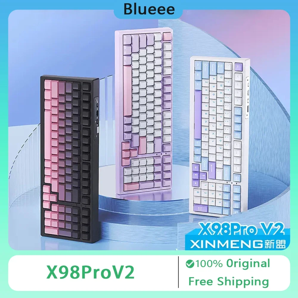 XINMENG X98ProV2 Mechanical Keyboard Wireless Three Mode Hot Swap RGB Gasket Gaming Keyboard OfficePC Gamer Accessories