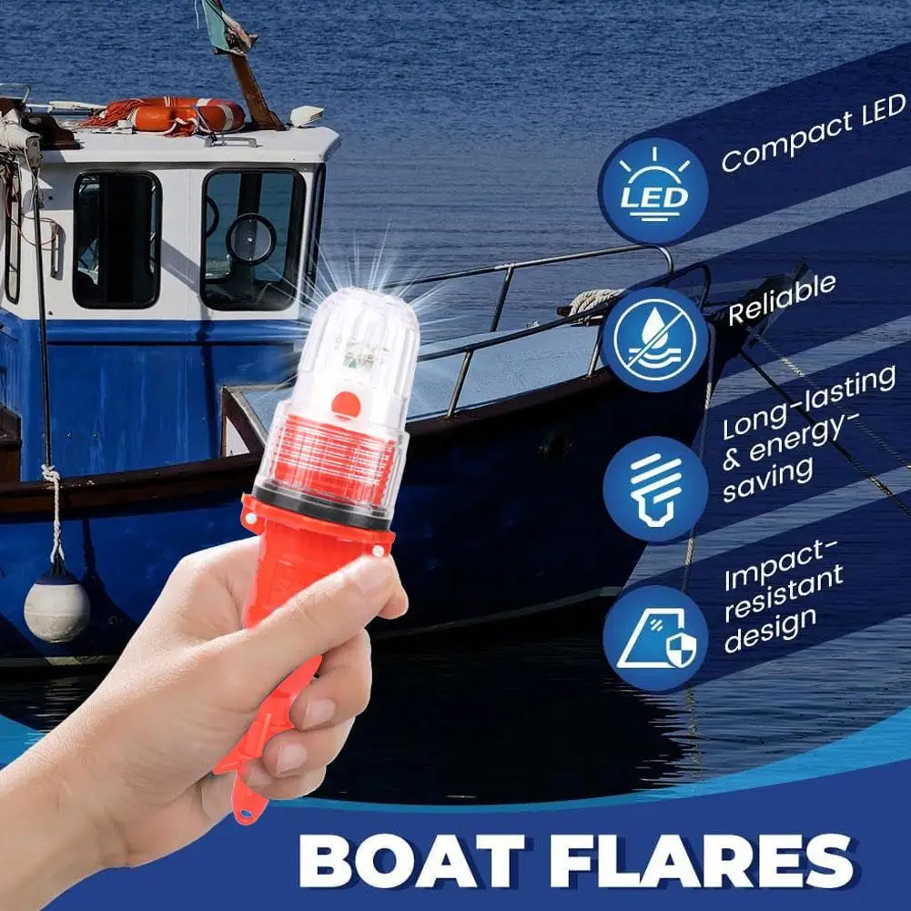 IP67 Waterproof Marine Emergency Signal Light High Visibility LED Electronic Boat Flare for Fishing Net Buoy Kayak Safety