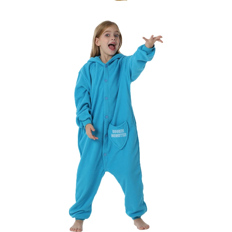 Kids Blue Dog Onesie Pajamas Children Animal Whole Pijamas Cartoon Cosplay Girls Yellow Dog Kigurumi Costume