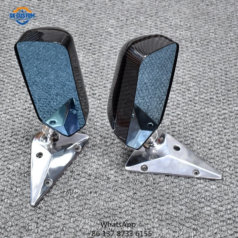 Universal Carbon Fiber Side Mirrors Rearview Mirrors Blue Mirror F1 Style