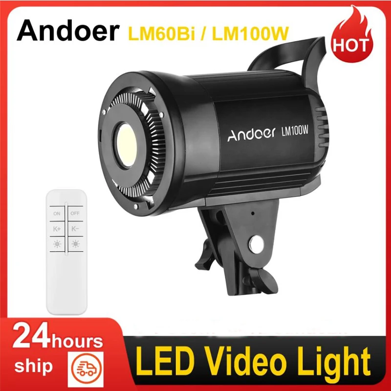 Andoer LM60Bi LED studio Light 135W Video Light 3000K-5600K Dimmable with Remote Control for Photographyl ighting