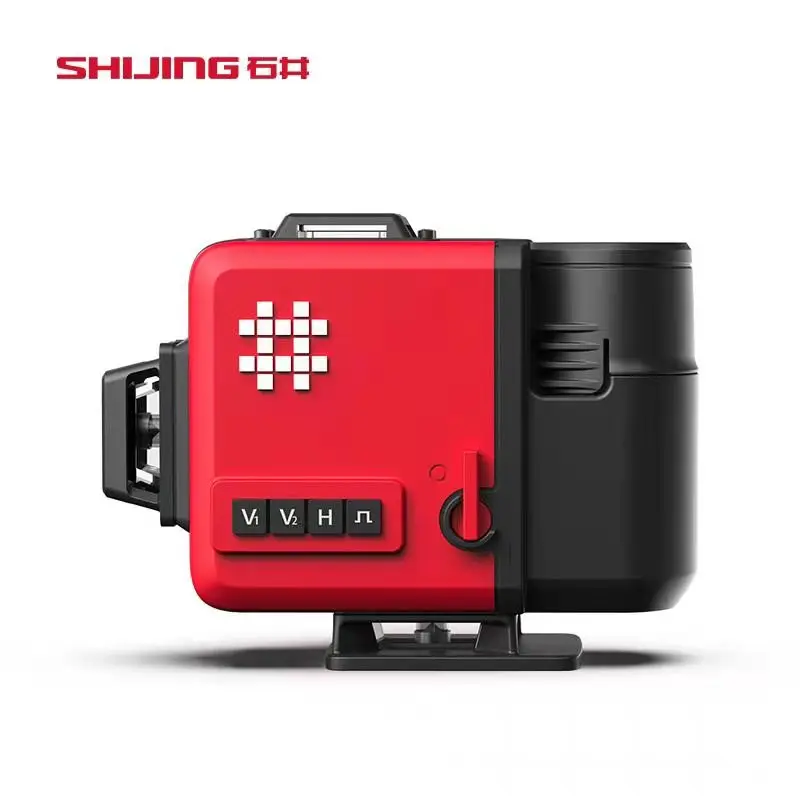 SHIJING 7859F 3D Cross Line Green Beam 3X360 Laser Level With Hard Carry Case & Remote Control Functions