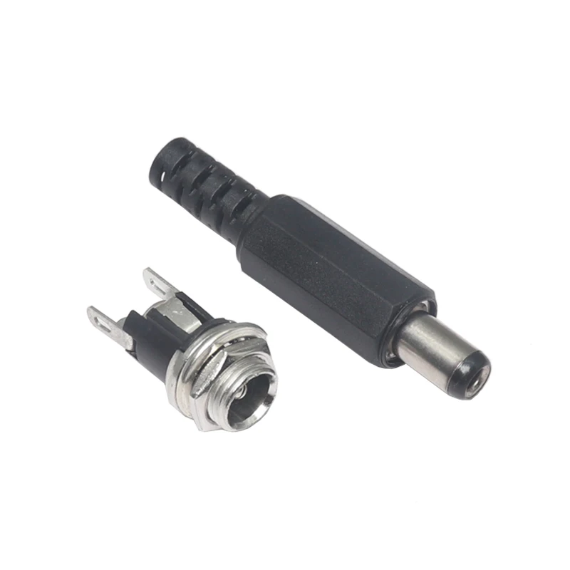 【10-5Set】5.5x2.1MM DC Power Plug Jack Female Panel Mount Connector Kit Locking Solid Copper Male Plug Connector and Female