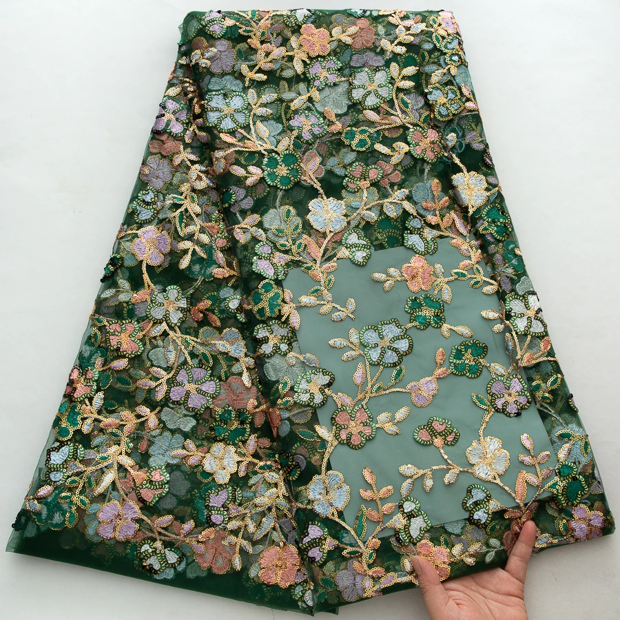 Retro floral bestickter Spitzen-Mesh-Stoff, französisches Tüll-Spitzenmaterial, hochwertiges Kleid, Hochzeitskleid, handgefertigter Stickerei-Stoff