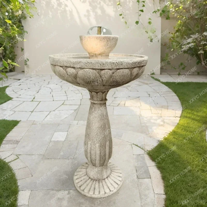 Y European solar fountain ornament outdoor water circulation water feature villa garden landscaping decoration