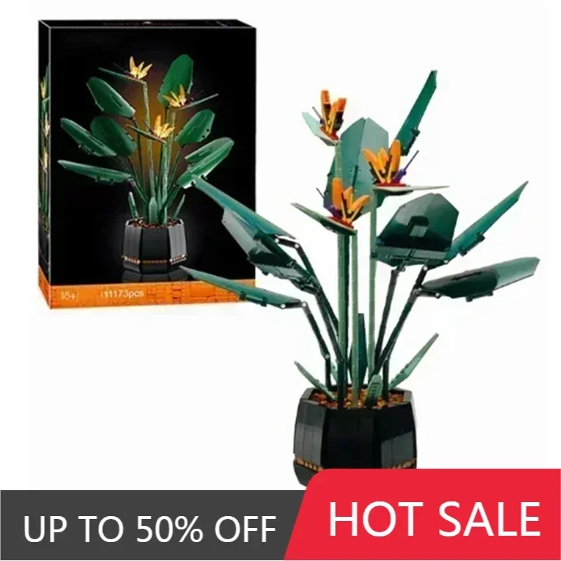 New 10289 Bird Of Paradise Bouquet Rose Building Block Bricks Unziptoy Potted Illustration Holiday Girlfriend Gift Home Decor