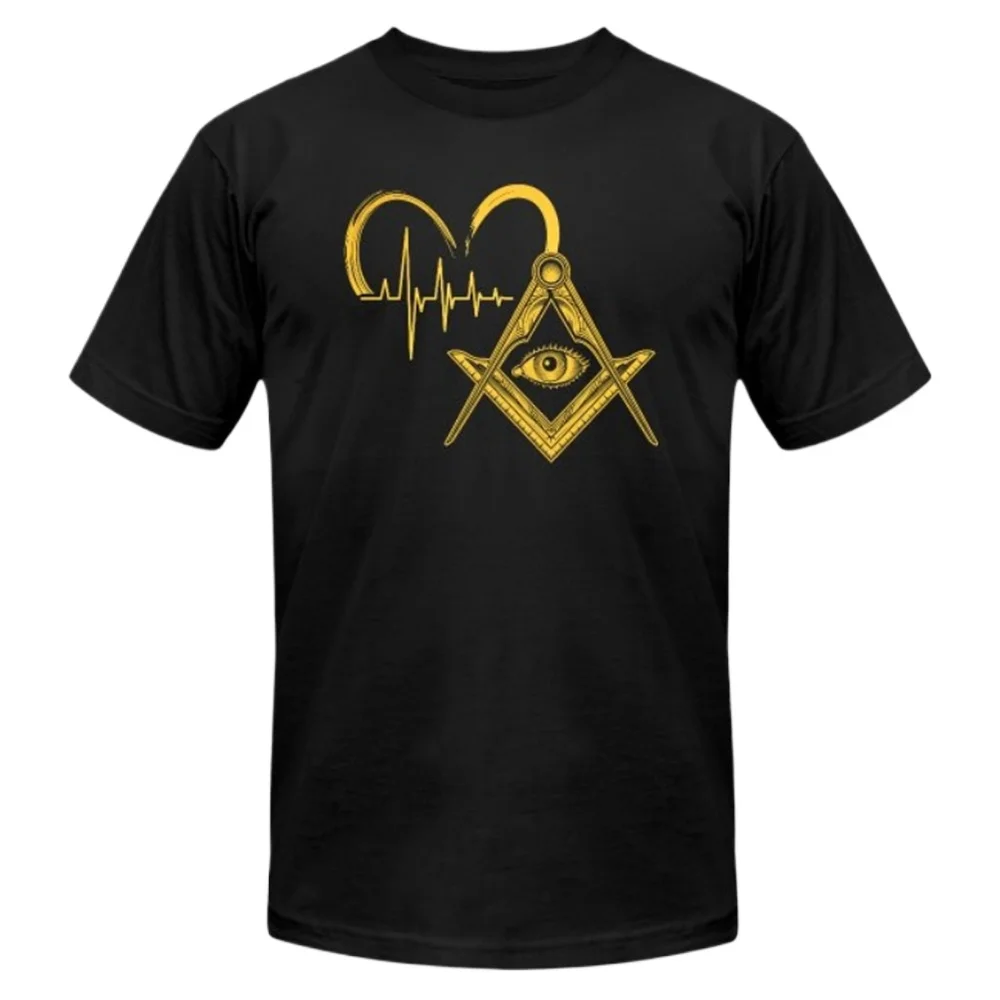 Freemason Square & Compass Emblem Heartbeat Masonic T-Shirt New 100% Cotton O-Neck Short Sleeve Summer Casual Mens T-shirt