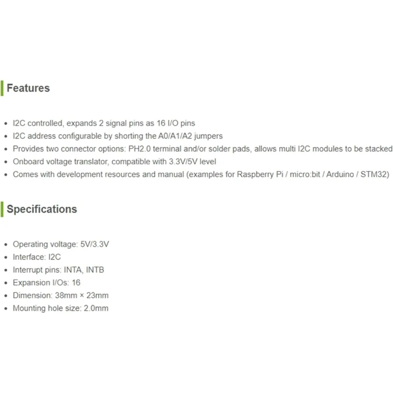 MCP23017 Bảng mở rộng có kiểm soát I2C Mở rộng 16 chân Hỗ trợ 8 mô-đun mở rộng cho tối đa 128 chân I/O, I2C Dropship