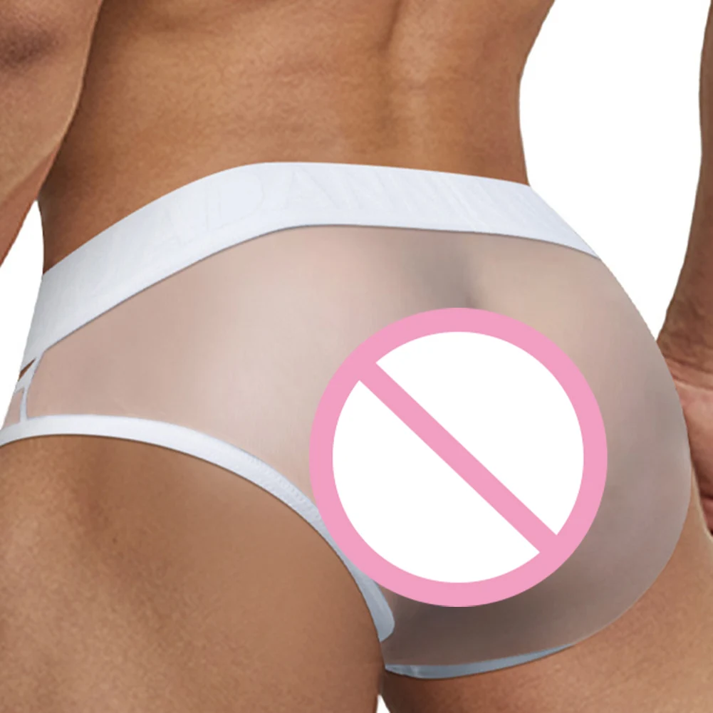 

Men Sexy Hanging Rings Rope U Convex Pouch Briefs Mesh Sheer Sissy Gay Exotic Underwear Breathable Panties