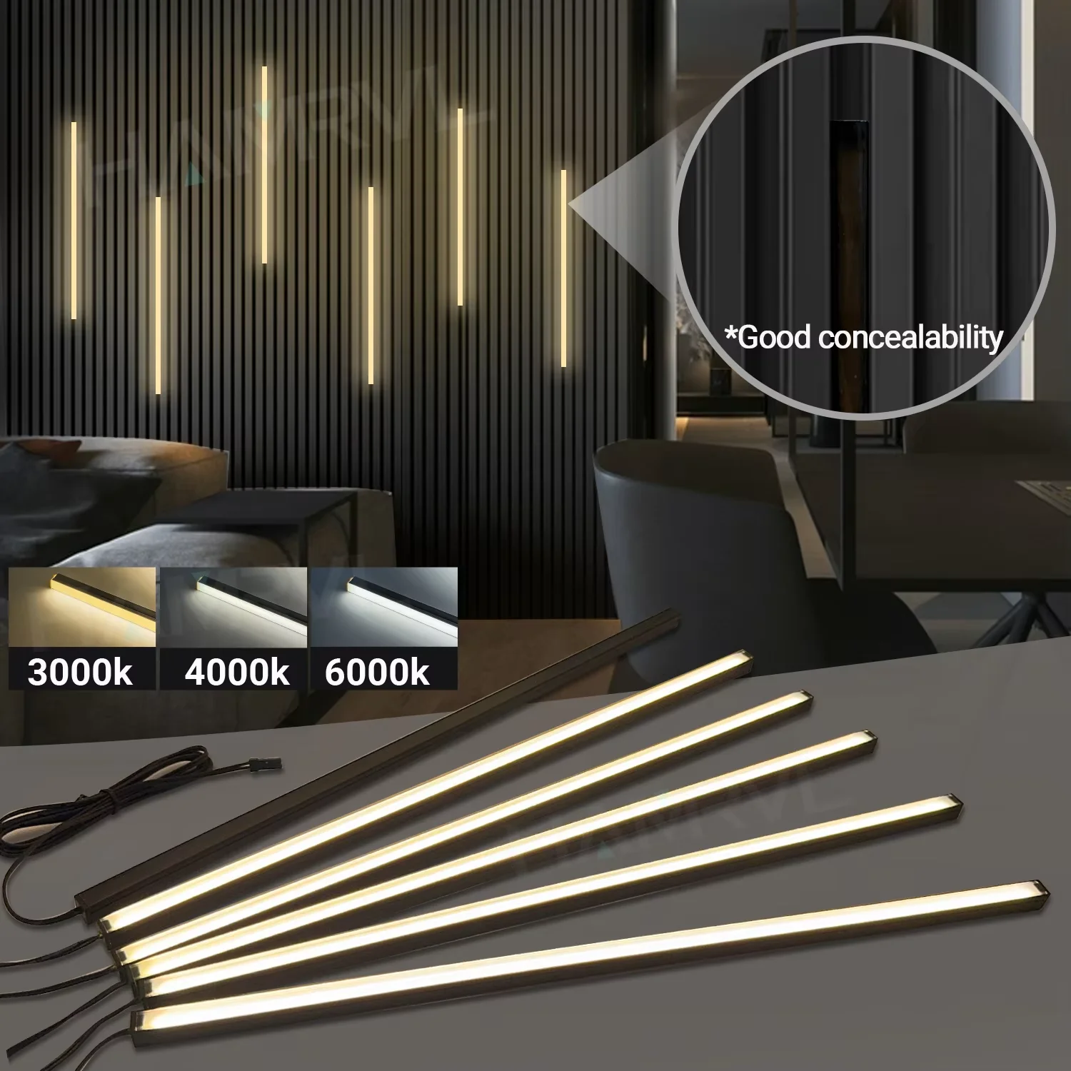 Touch Sensor LED Strip Light Wireless Transparent Wood Aluminum Rechargeable Cabinet Wardrobe Kitchen Light Auto On/Off No Dark