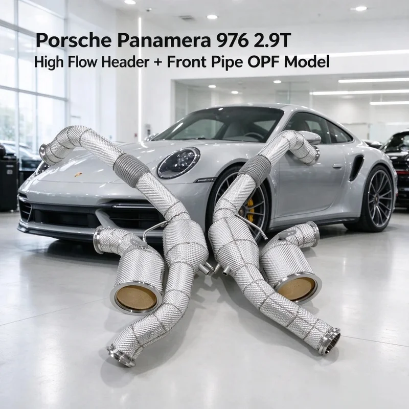 No Check Engine Light Downpipe with OPF for Porsche Panamela 976 2.9T 2024 Ss304 High Flow 200CELL Exhaust Pipes Front Pipe