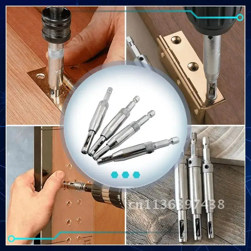 Self Centering Drill Bits Zezzo® HSS Hinge Center Hexagon Drill Bits Door Cabinet Positioning Hole Puncher Tool For Woodworking