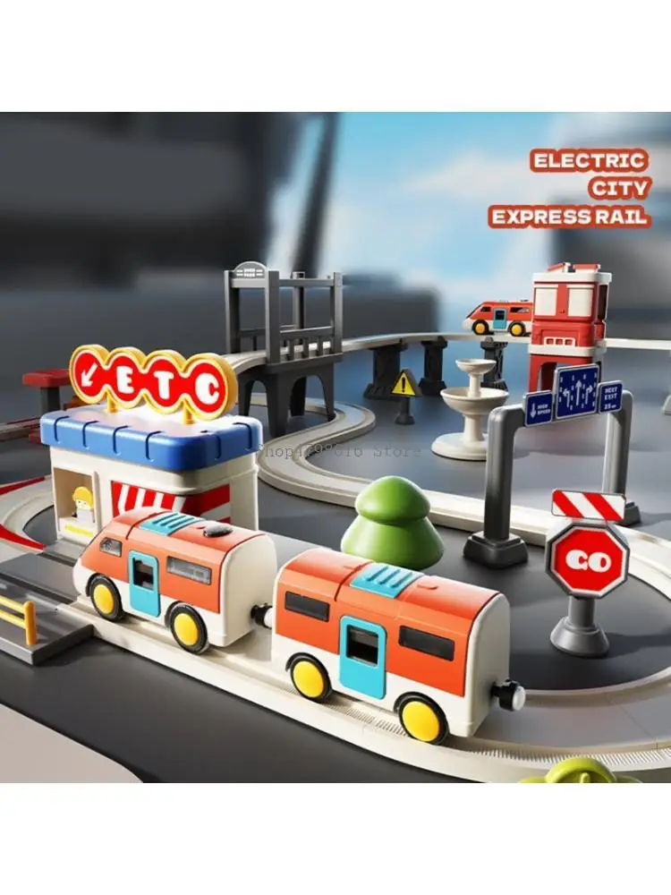 

Motorized Railway System With Scenic City Layout And ABS Plastic Construction