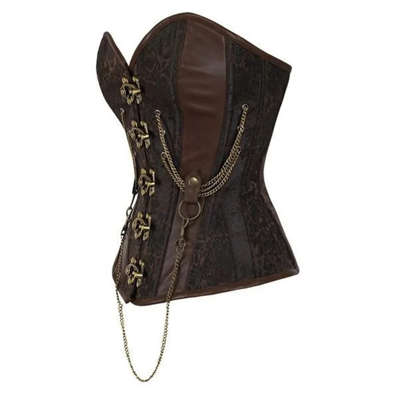 Women\'s Corset Steampunk Body Shapewear Woman Brown Gothic Clothes Bodice Bustier Vintage Burlesque Goth Waist Lace-up Corsets