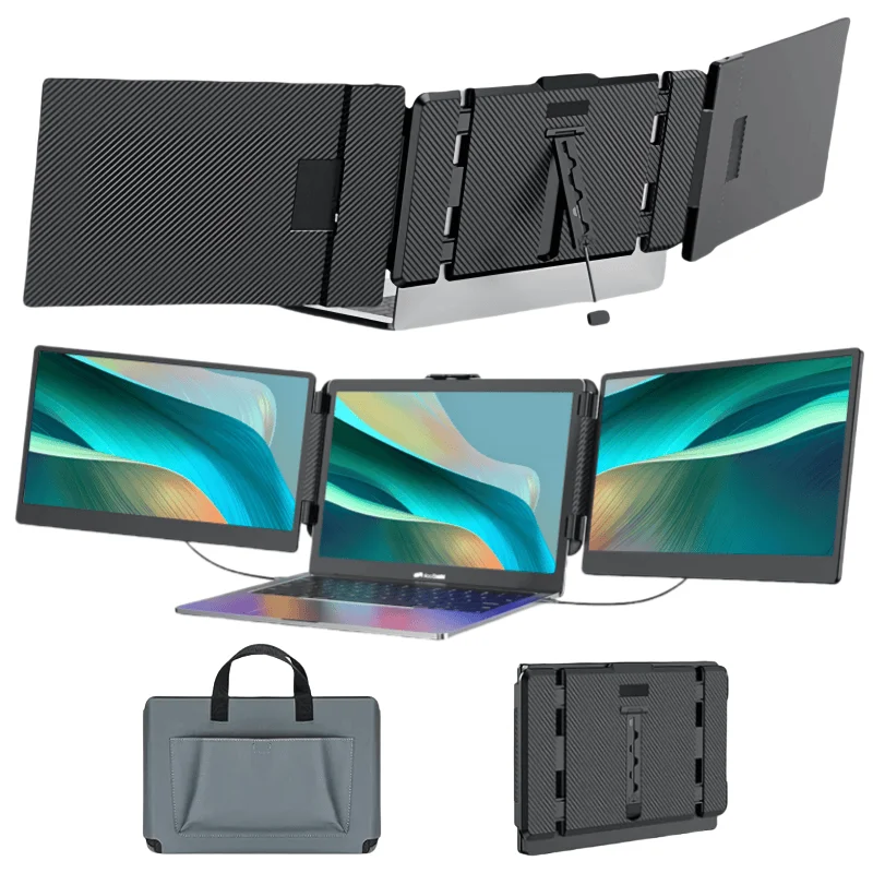OEM Laptop Screen Extender 14 Inch Triple Portable  Icd Plug And Play Type-C HD FHD IPS 1080P For Laptop Portable Screen