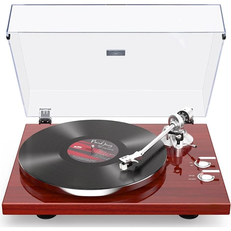 

Turntables Belt-Drive Record Player with Wireless Output Connectivity, Vinyl Player Support 33&45 RPM Speed