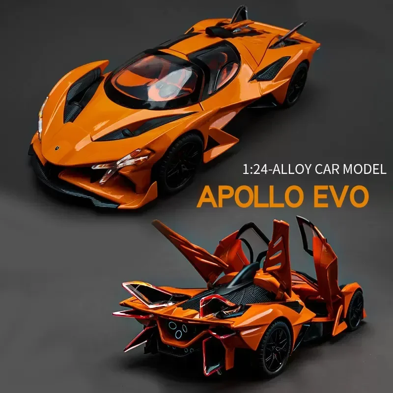 1/24 Apollo Project EVO Bugatti Bolide Track Sports Alloy Model Car Collection Diecast Vehicle Sound Light Toy Car Kids Toy Gift