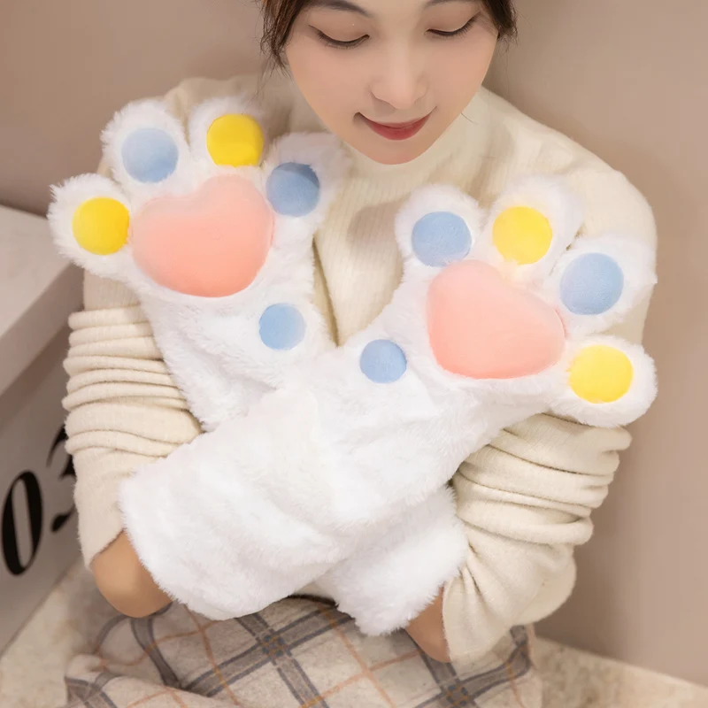 

Women Gloves Bear Palm Paw Animals Plushclaw Glove Paws Costumes Cosplay Cute Cartoon Bear Simulation Furry Mittens Winter Warm
