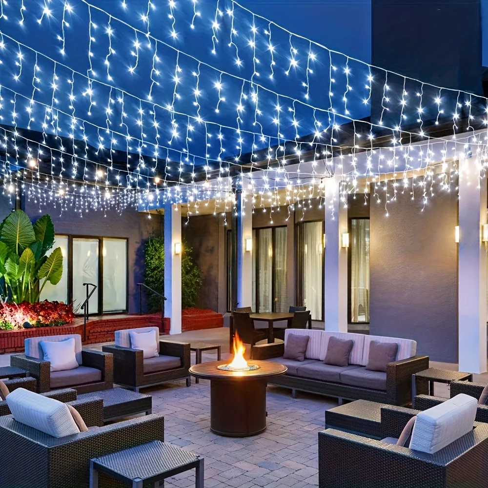 1pc Solar String Lights Outdoor Solar Powered LED Lights Christmas Eaves Window Yard Tree Outside Solar-Powered Fairy Light