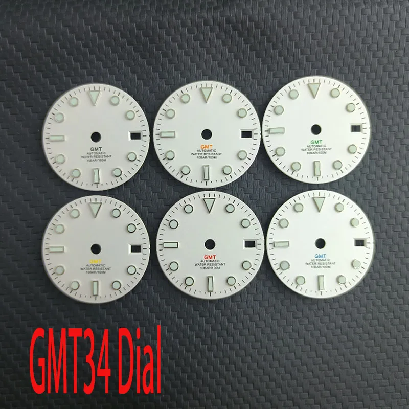 

NH Dial Accessories 28.5mmGMT Dial Green C3 glow-in-the-dark GMT watch dial for NH GMT mechanical 34 movement watch accessories