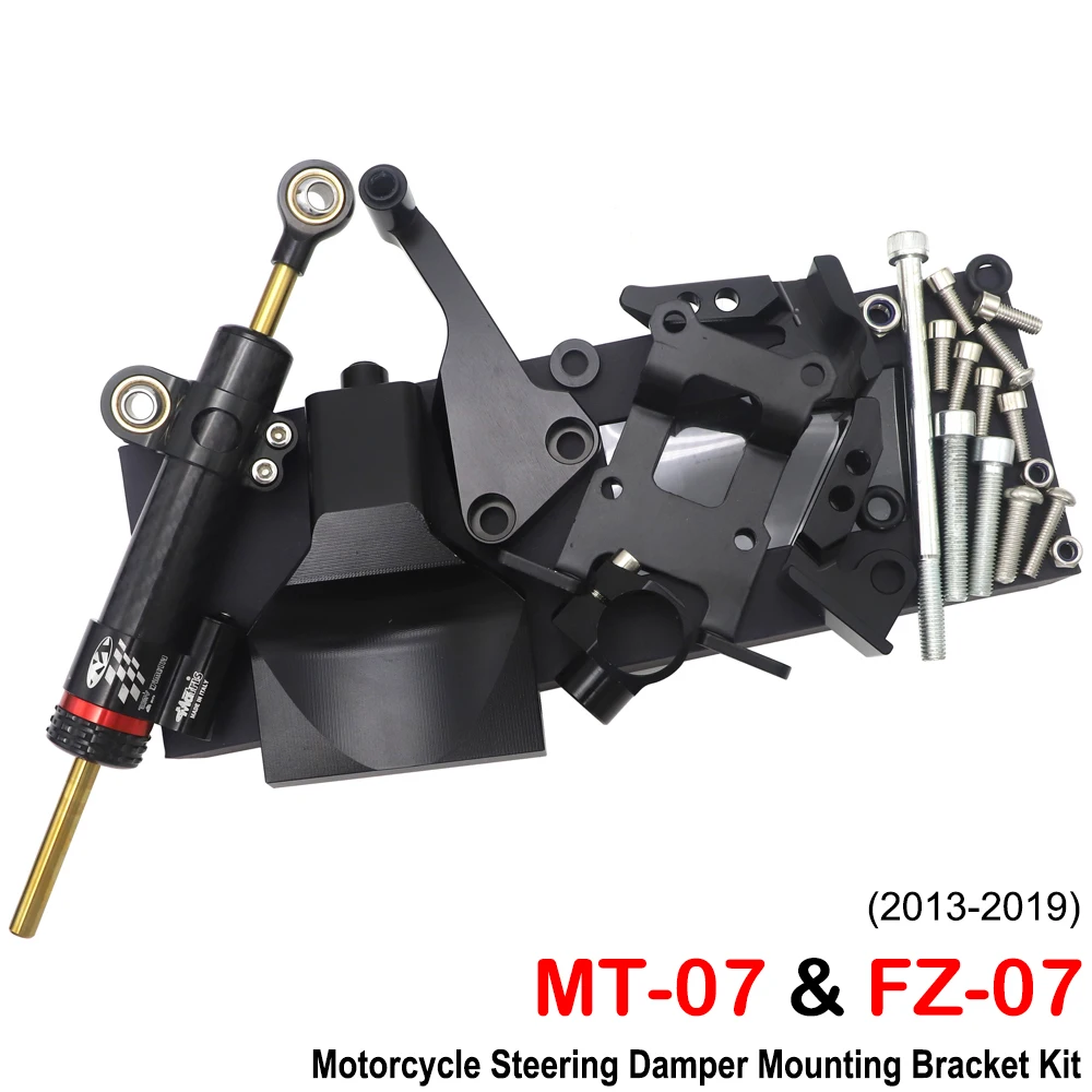 

MT07 FZ07 Full Set of Steering Damper Mounting Bracket Kit for YAMAHA MT-07 FZ-07 2014 2015 2016 2017 2018 2019 2020 FZ 07 MT 07