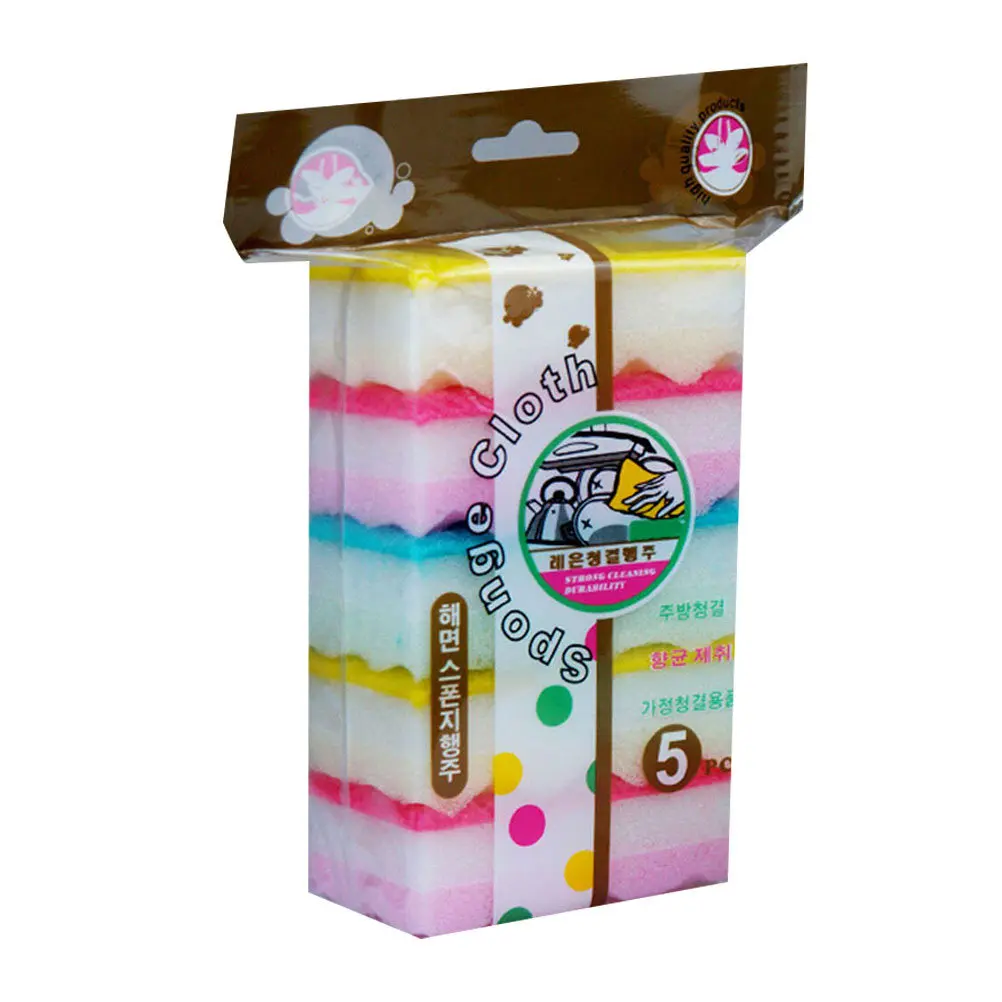 

Набор из 5 многофункциональных губок-скрабов для мытья посуды и уборки на кухне, разные цвета