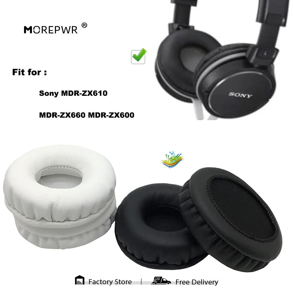 Morepwr New Upgrade Replacement Ear Pads for Sony MDR-ZX610 MDR-ZX660 MDR-ZX600 Headset Parts Leather Cushion Velvet Earmuff