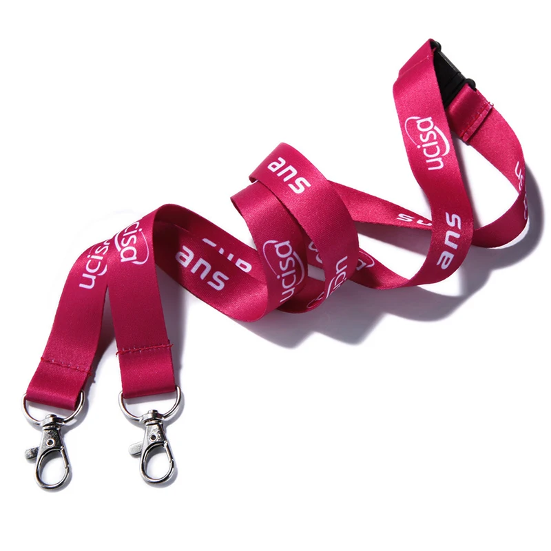 50 PCS Lanyards Custom Printing Double Hook Neck Strap Full Color Personalized Printing Key Rope Chain Without Cardholder