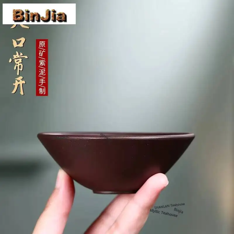 80ml Boutique Yixing Purple Clay Teacup Handmade Laugh Maitreya Buddha Master Cup Raw Ore Mud Puer Tea Bowl Zisha Meditation Cup