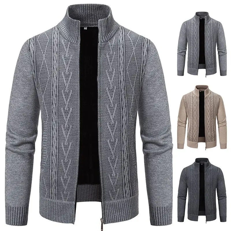 

Velvet Thickened Cardigan Jacket Sweater for Men Autumn and Winter Loose Knitted Tops