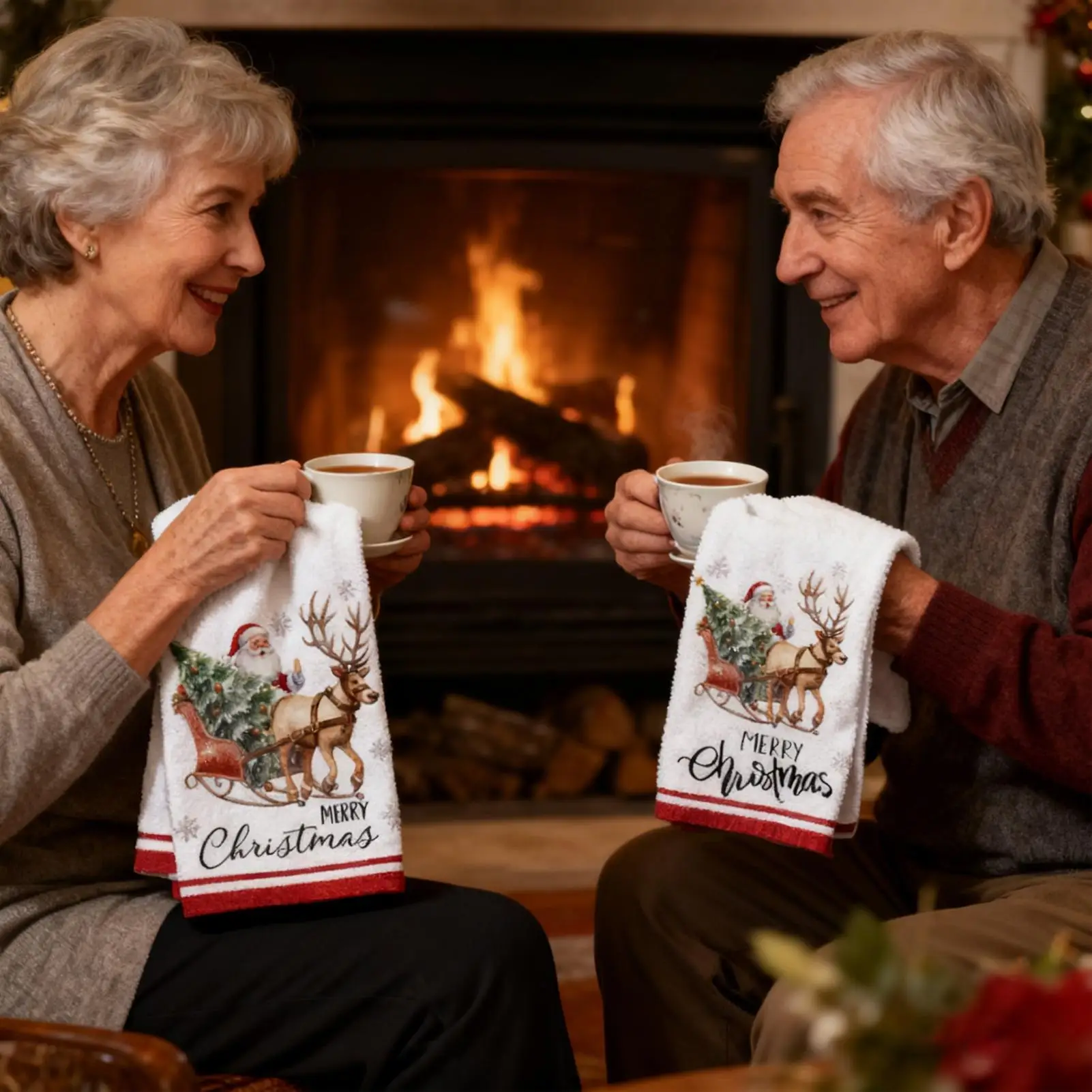 Christmas Hand Towels 6-Piece Seasonal Home Decor Christmas Tea Towels Winter Decorations For Home Farmhouse Desktop Wall Party