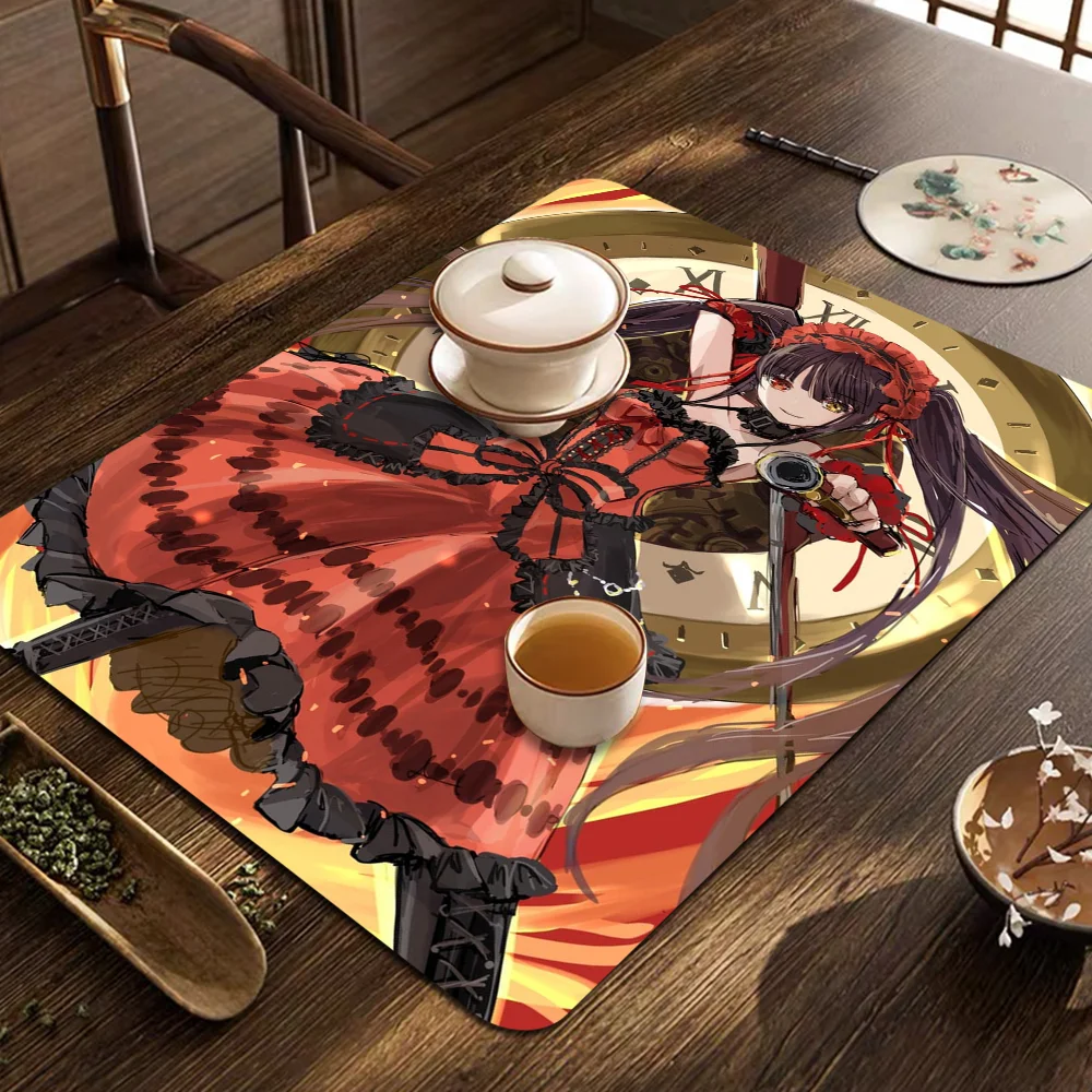 

Tokisaki Kurumi Date A Live Classic Anime Coffee Cup Ironing Mat Modern Art Texture Drying Mat Kitchen Counter Bar Drain Mat