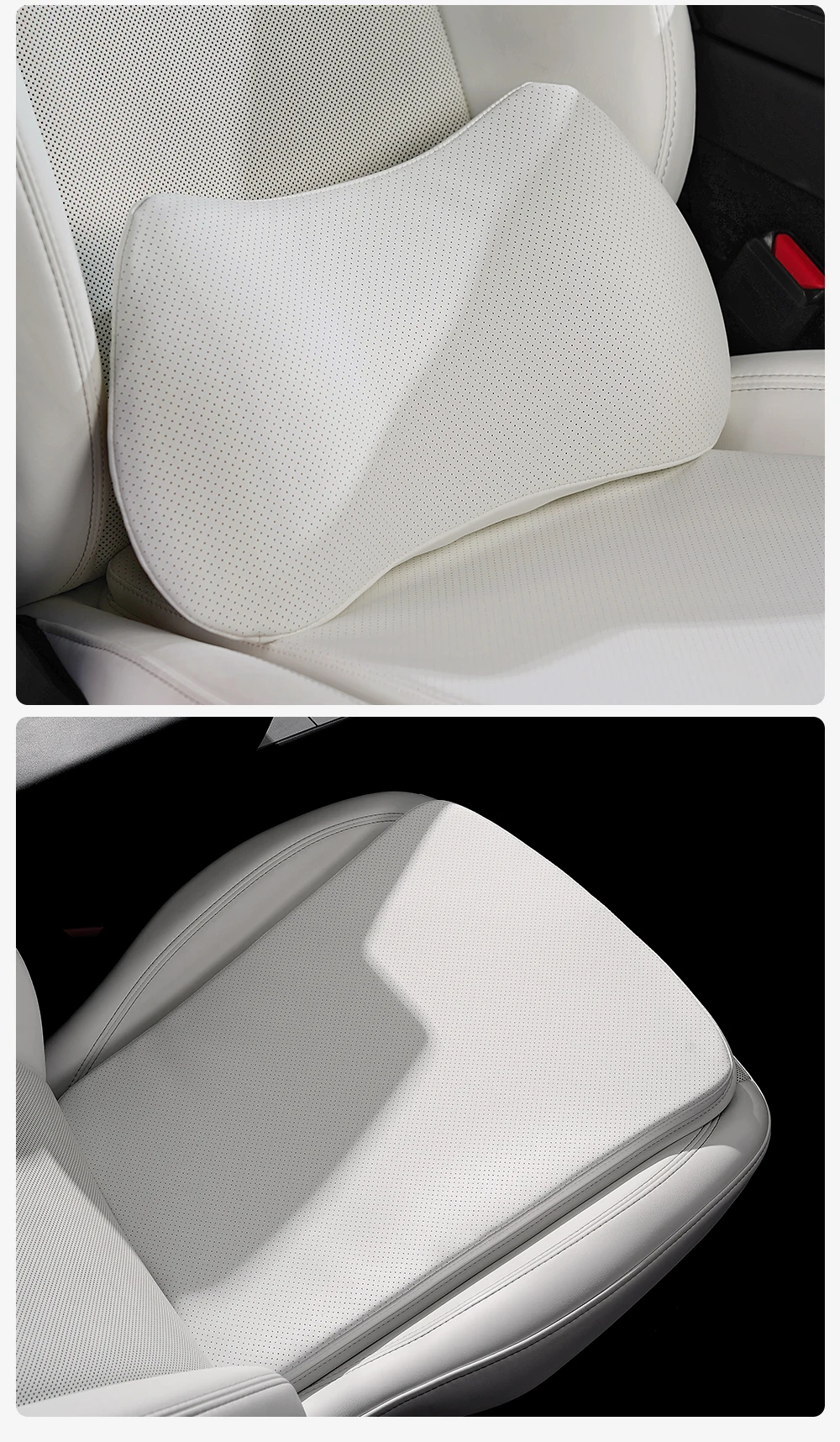 YZ Für Tesla Kissen Modell Y YL 3 Atmungsaktives Weiches Leder Kopfstütze Lendenwirbelstütze Sitzkissen Ergonomisches Memory-Schaum Nacken- und Taillenkissen – Detail 18