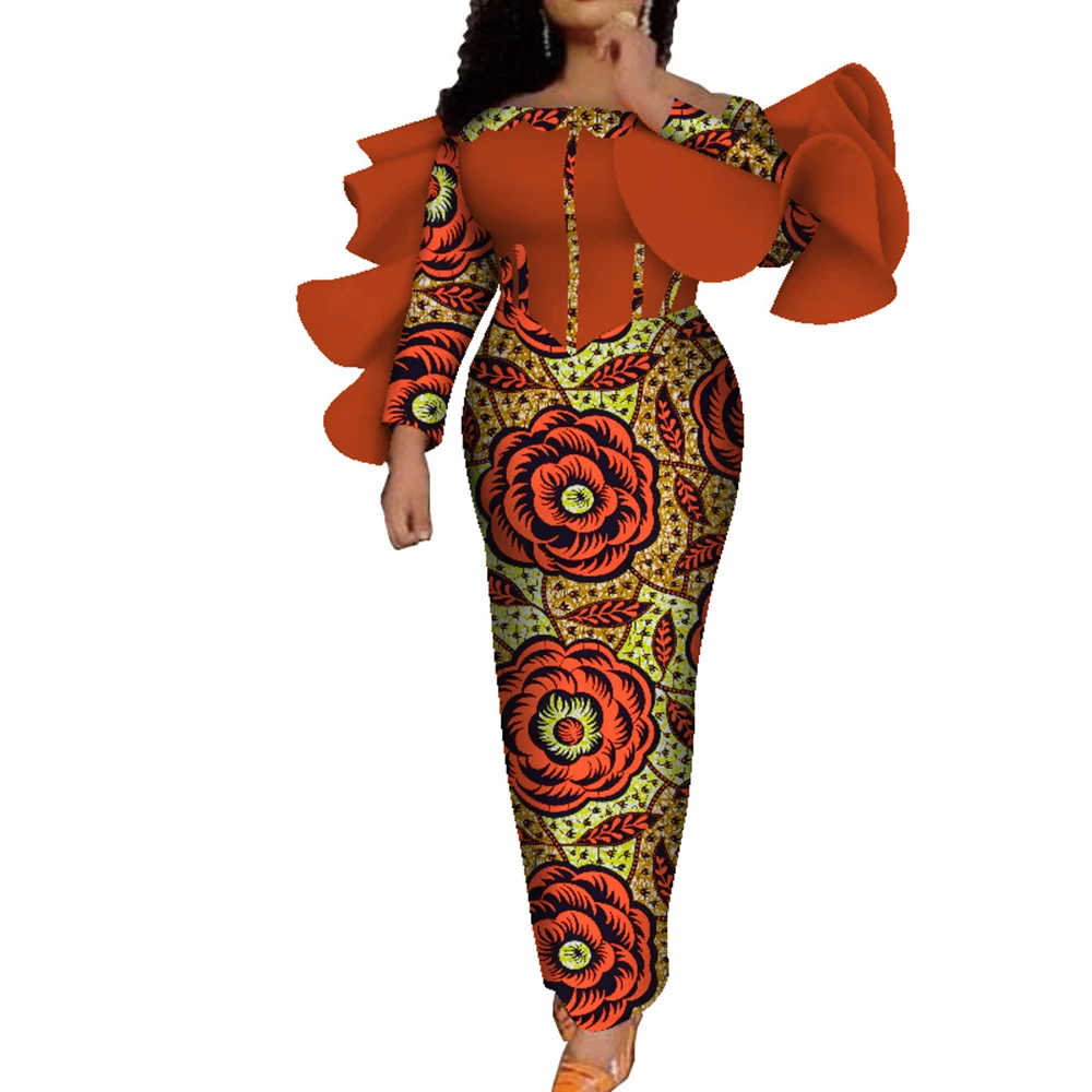 

Женское пальто в африканском стиле по индивидуальному заказу Dashiki, женская сексуальная одежда на подтяжках, тонкое платье с длинными рукавами в Анкаре, WY8837