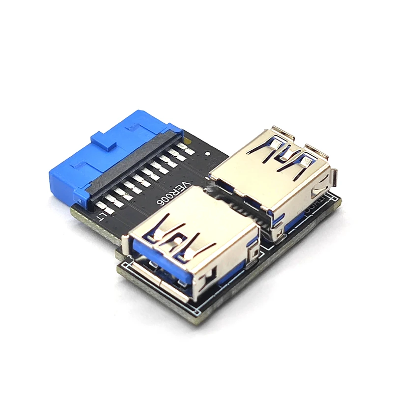 19Pin to Dual USB Adapter Conector USB Connector Motherboard 19pin to USB3.0 Hub Riser Converter 2 Port USB3 5Gbps Convert Board