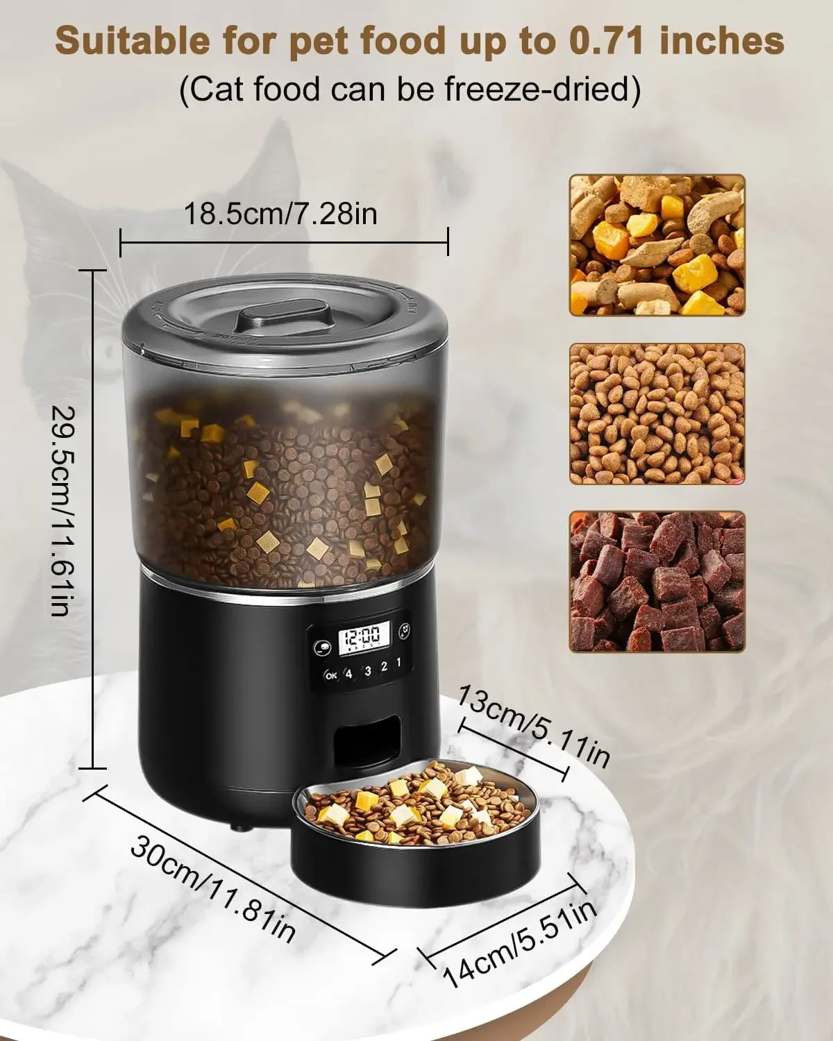 Upgraded pet automatic feeder 4L large capacity remote APP control supports intelligent timed feeding machine