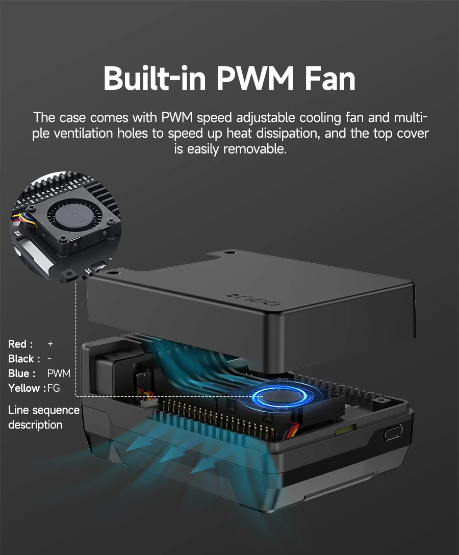 Himbeer Pi 5 Argon Neo 5 Aluminium gehäuse eingebaut 30mm Pwn Lüfter Abluft schale m.2 Unterstützung Installation Festkörper – Detail 5