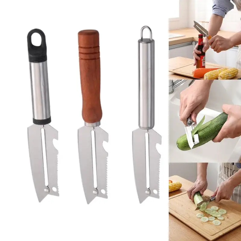 3 In1 Peeling Knife Stainless Steel Multifunctional Vegetable Fruit Peeler Cutter Easy Slicing for Home Kitchen Use